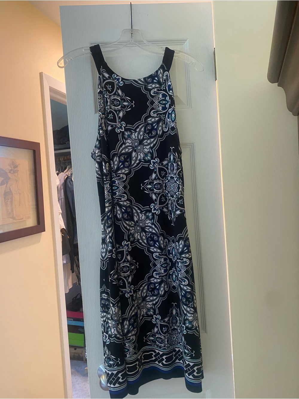 Women’s Black & Blue Patterned Mini Dress